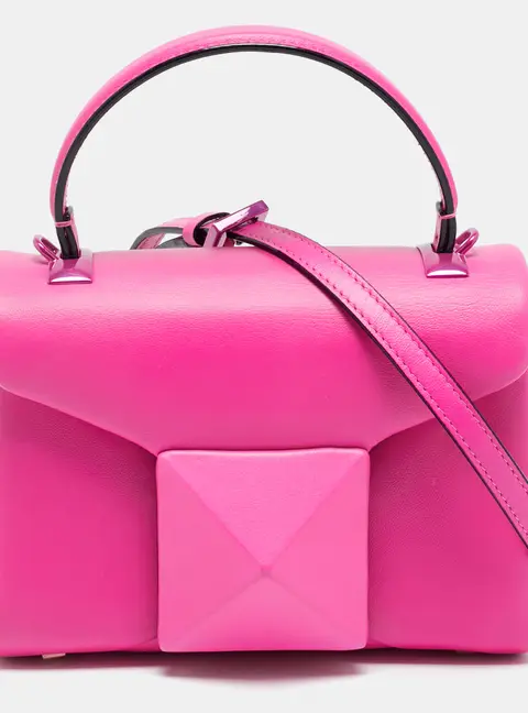 Valentino One Stud Pink Leather Top Handle Bag