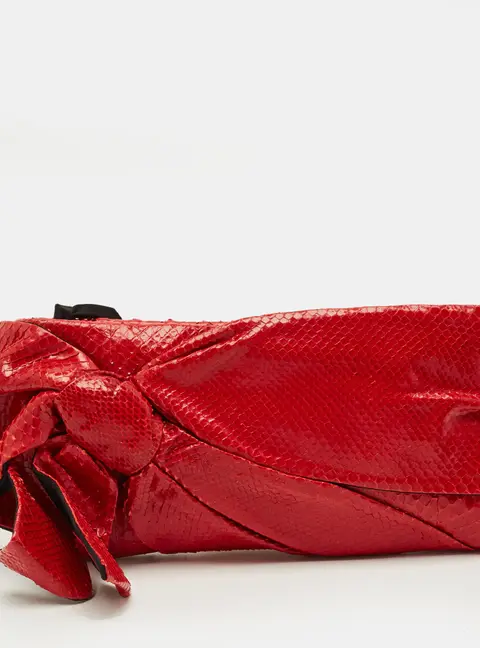 Valentino Bow Red Python Clutch