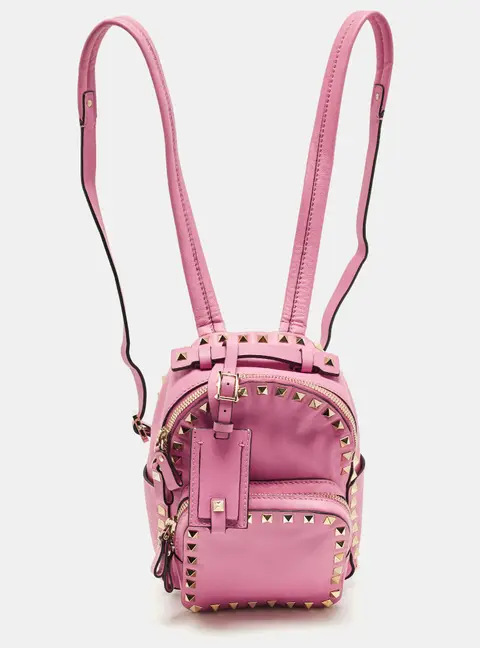 Valentino Rockstud Mini Pink Leather Backpack