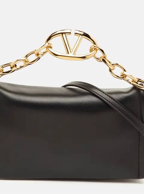 Valentino VLogo Black Leather Chain Bag