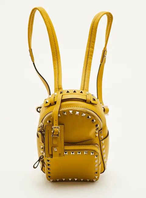 Valentino Rockstud Mini Mustard Yellow Leather Backpack