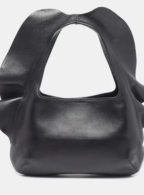 Valentino Atelier Rouches 04 Black Leather Hobo