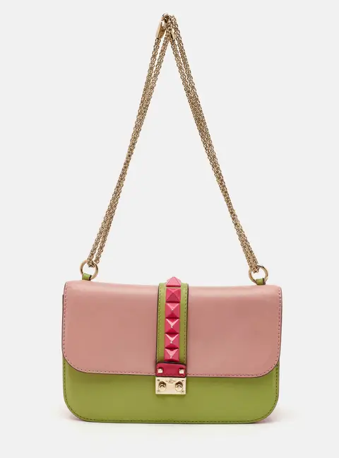 Valentino Glam Lock Medium Multicolor Leather Flap Shoulder Bag