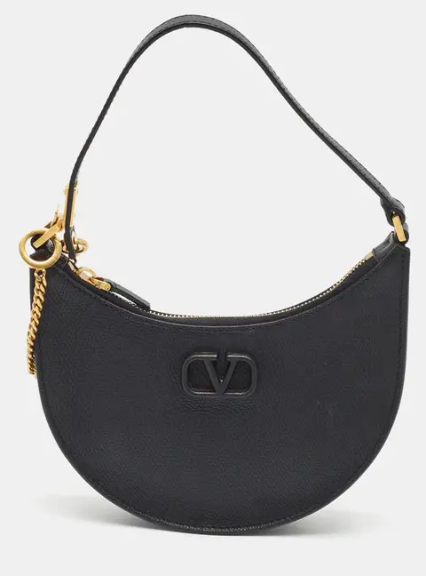 Valentino VLogo Mini Black Leather Hobo