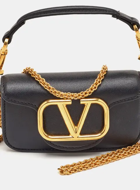 Valentino Loco Micro Black Leather Chain Shoulder Bag