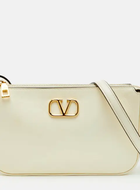 Valentino VLogo Off White Leather Shoulder Bag