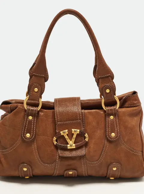 Valentino Catch Brown Leather Shoulder Bag