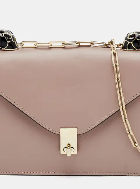 Valentino Panther Beige Leather Chain Shoulder Bag