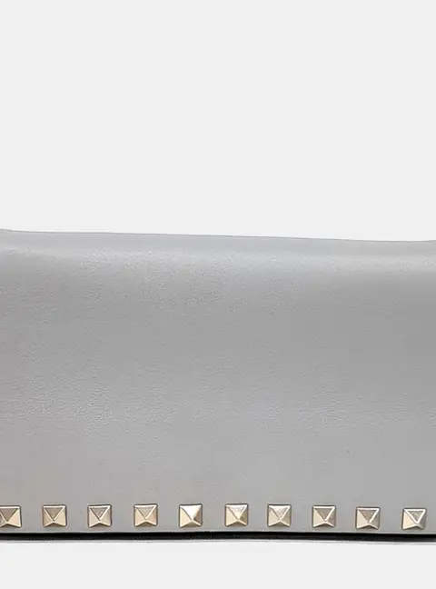 Valentino Grey Leather Rockstud Chain Crossbody Bag
