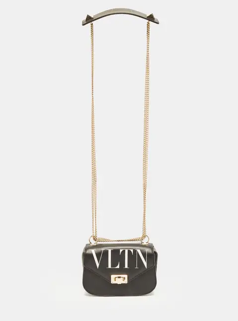 Valentino VLTN Black Small Leather Chain Bag