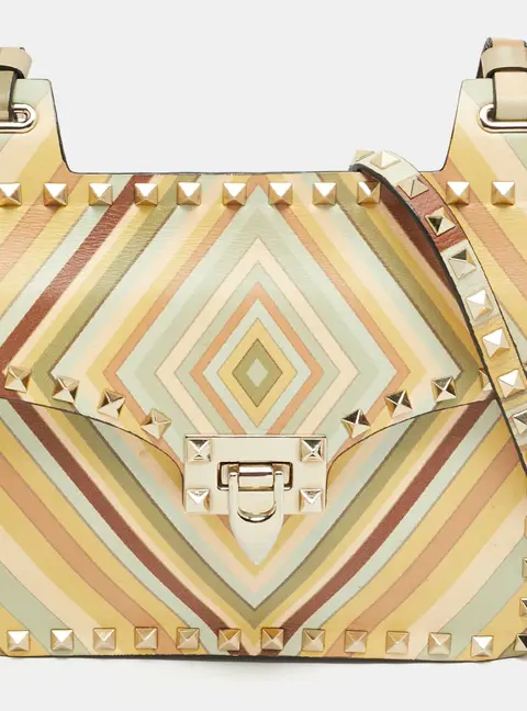 Valentino Rockstud Multicolor Native Couture 1975 Print Leather Crossbody Bag