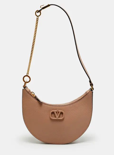 Valentino VLogo Dusty Pink Leather Hobo