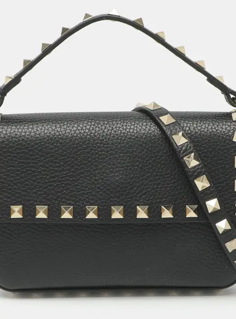 Valentino Rockstud Black Leather Crossbody Bag