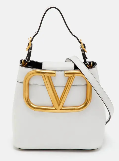 Valentino VLogo White Leather Top Handle Bag