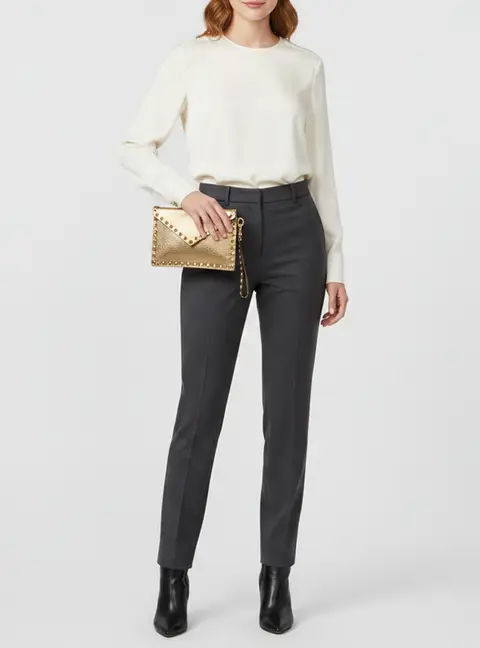 Valentino Rockstud Envelope Gold Leather Wristlet Clutch