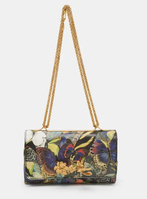 Valentino Va Va Voom Camubutterfly Multicolor Canvas and Leather Shoulder Bag