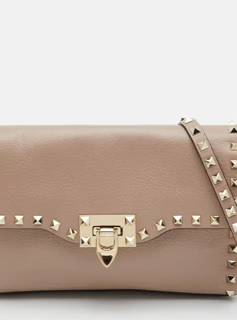 Valentino Rockstud Beige Leather Crossbody Bag