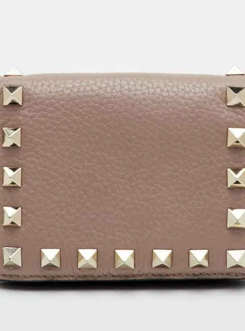 Valentino Beige Leather Bifold Card Case