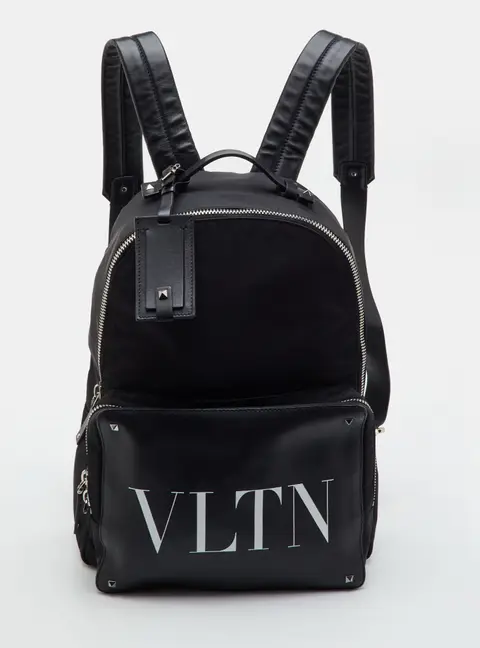 Valentino VLTN Black Leather and Nylon Backpack