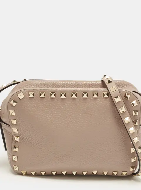 Valentino Rockstud Old Rose Leather Camera Bag