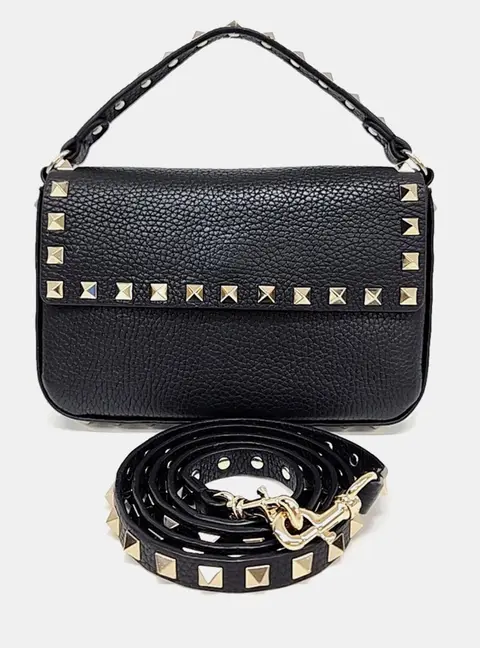 Valentino Black Leather Valentino Rockstud crossbody and shoulder bag