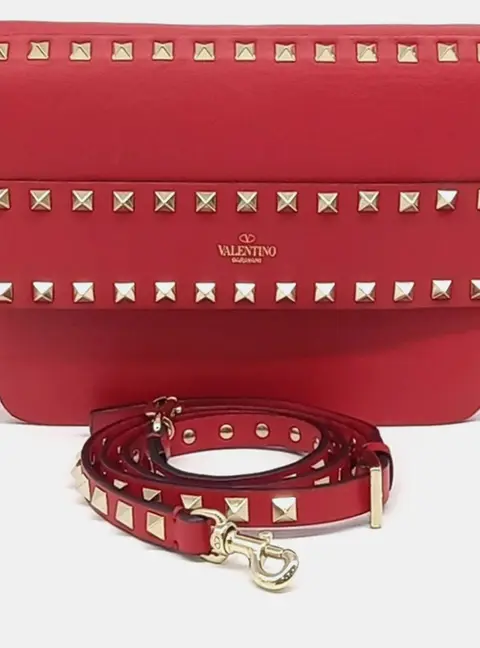 Valentino Red Leather Rockstud Crossbody bag