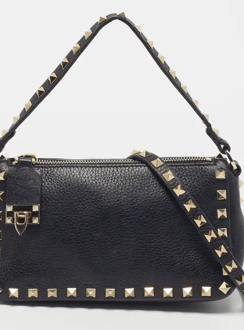 Valentino Rockstud Small Black Leather Crossbody Bag
