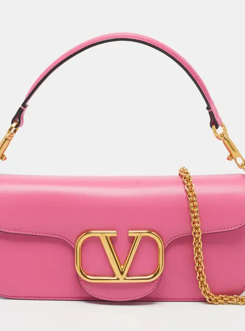 Valentino Loco Pink Leather Flap Shoulder Bag