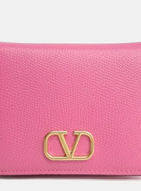 Valentino Pink Leather V-logo wallet