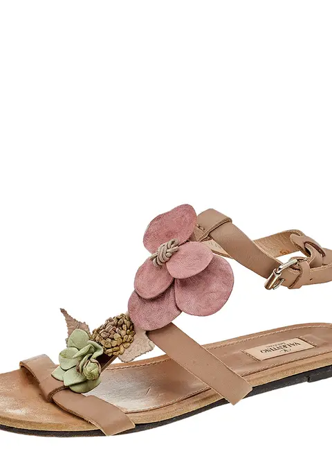 Valentino Brown Leather Ankle Strap Sandals Size 39