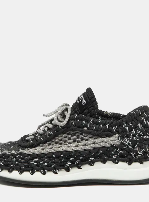 Valentino Black/Grey Crochet Low Top Sneakers Size 39