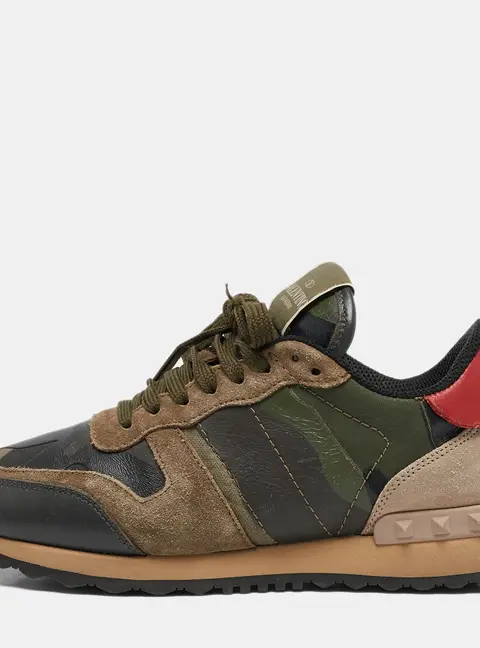Valentino Multicolor Leather and Suede Rockrunner Low Top Sneakers Size 37