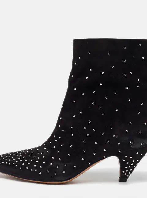 Valentino Black Suede Rockstud Ankle Boots Size 39.5