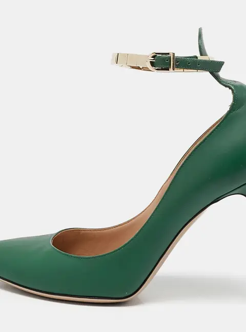 Valentino Green Leather Pointed Toe Ankle Strap Pumps Size 36
