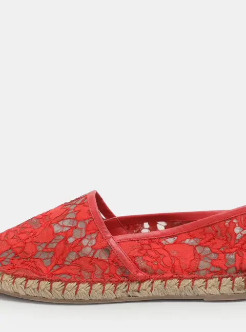 Valentino Red Lace Espadrille Flats Size 36