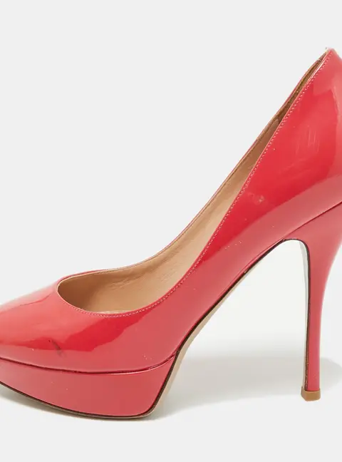 Valentino Coral Pink Patent Leather Platform Pumps Size 39