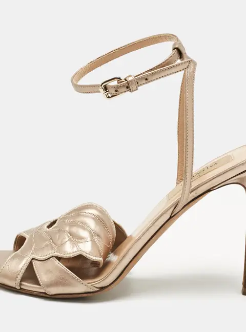 Valentino Gold  Leather Angelicouture Ankle Strap Sandals Size 37