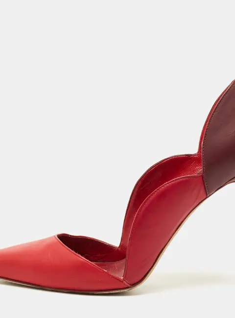 Valentino Burgundy/Red Leather Pointed Toe Pumps Size 40