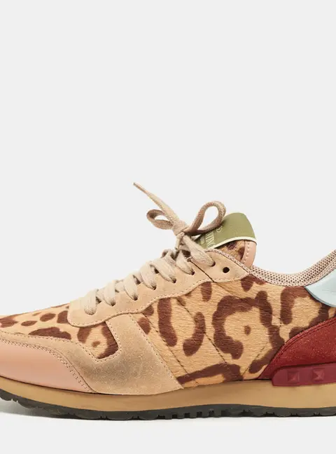 Valentino Rockrunner Size 39 Multicolor Calf Hair, Leather and Suede Low Top Sneakers