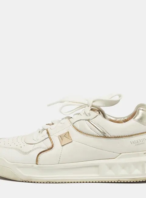 Valentino White Leather One Stud Law Top Sneakers Size 40