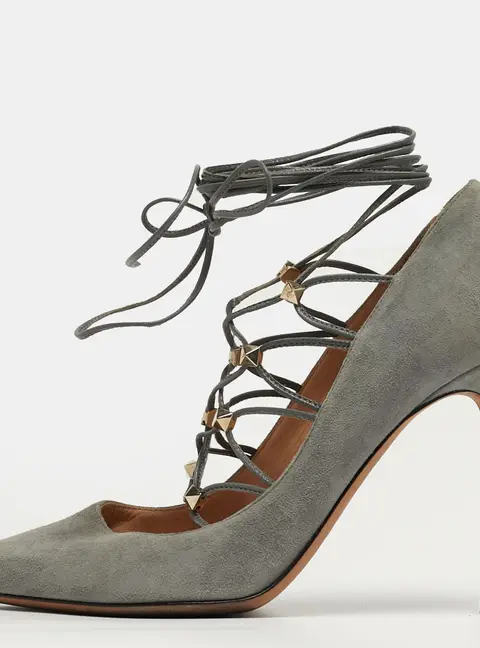 Valentino Rockstud Size 36 Grey Suede Pumps