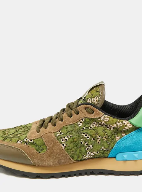 Valentino Rockstud Size 39 Multicolor Lace, Leather and Suede Low Top Sneakers