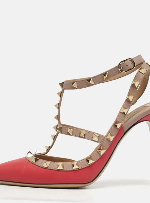 Valentino Rockstud Size 39 Pink/Beige Leather Pumps