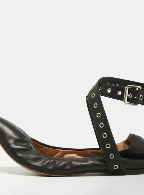 Valentino Love Latch Size 36.5 Black Leather Ballet Flats