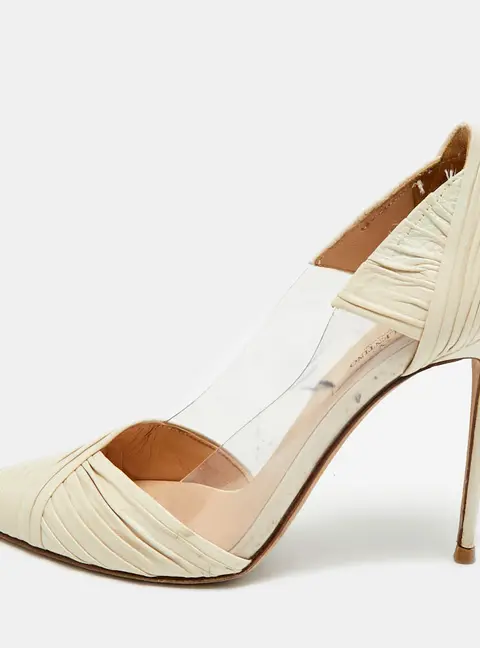 Valentino B-Drape Size 38.5 Beige Leather and PVC Pumps