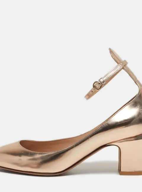 Valentino Tango Size 36 Gold Leather Mary Jane Pumps