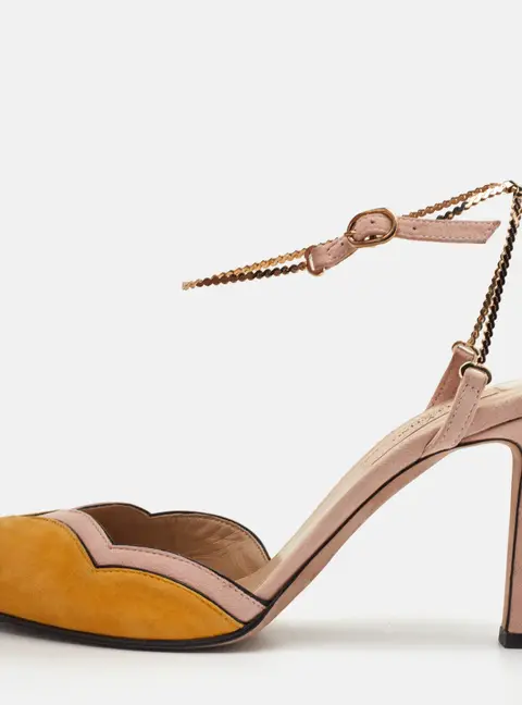 Valentino Colorblock Size 37 Mustrad/Pink Suede Pumps