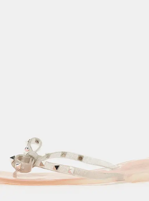 Valentino Rockstud Size 39 Silver Jelly Thong Flats