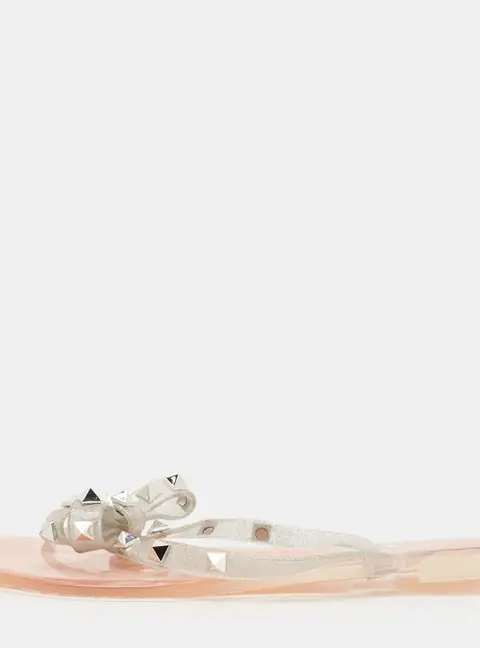 Valentino Rockstud Size 39 Silver Jelly Thong Flats