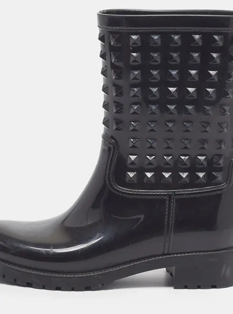 Valentino Rockstud Size 39 Black Rubber Rain Boots